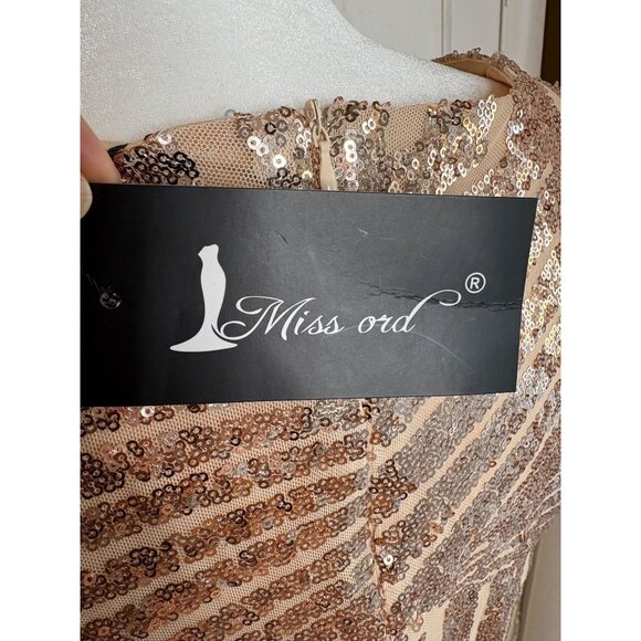 Miss Ord Gold Sequin Bodycon V-Neck Mini Dress L Juniors NYE Hoco Party READ - Picture 16 of 16